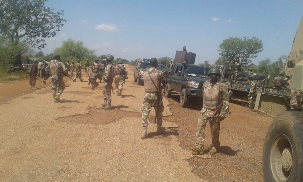 soldiers fire bombs at Boko Haram