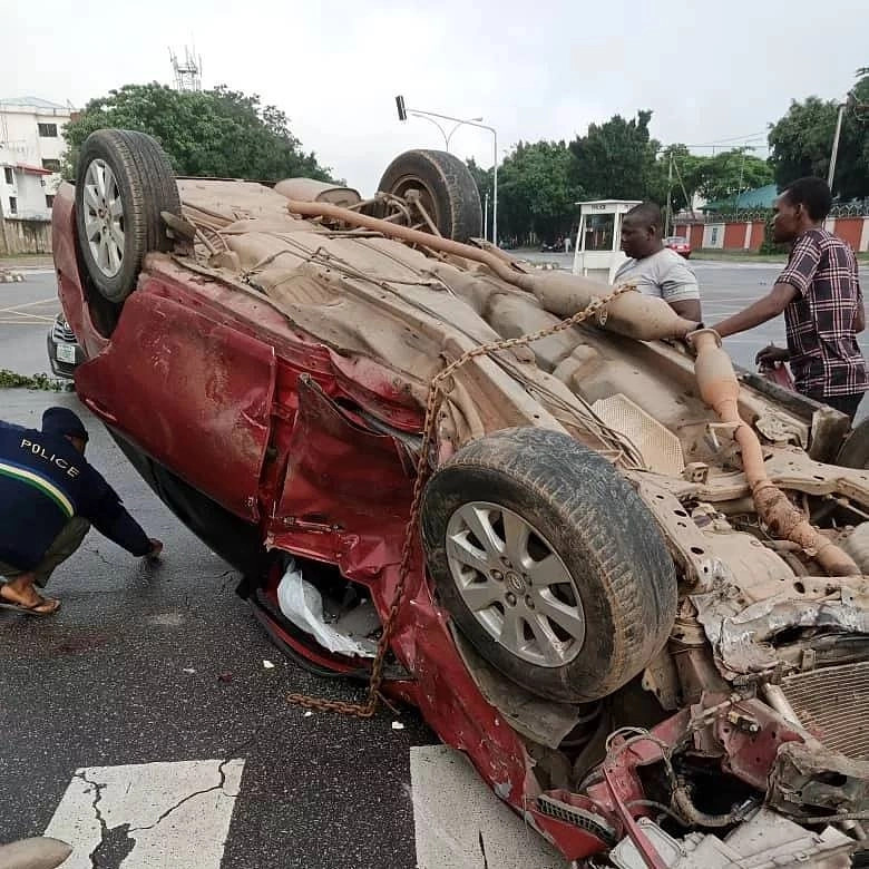 PHOTOs: Nigerian rapper, Mr Raw, survives auto accident
