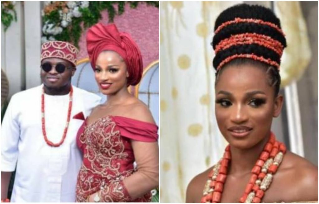 Jachimike and wife, Nkechi at their traditional wedding ceremony