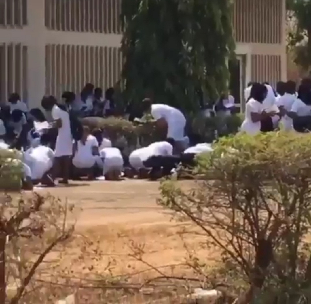 Nursing students writing test under sun in UNN