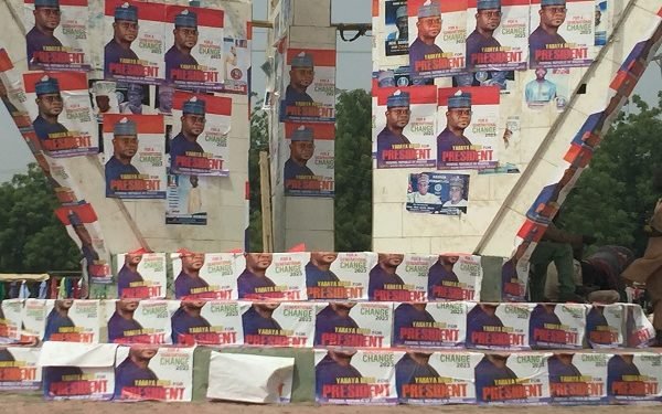 Campaign posters of Yahaya Bello flood Plateau
