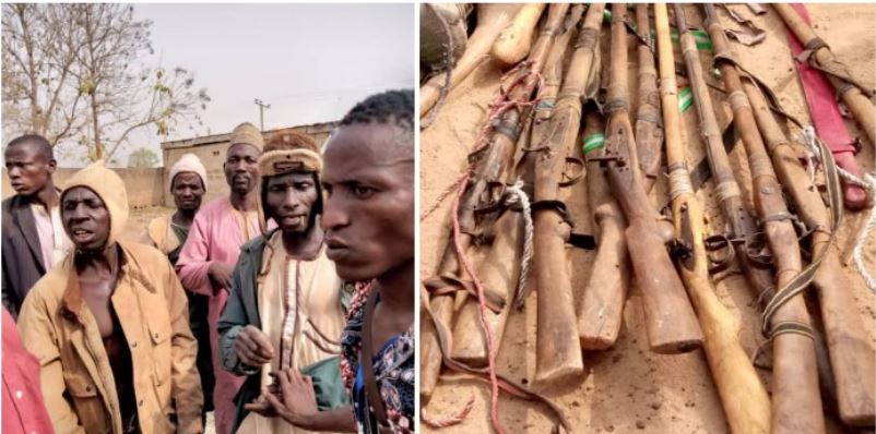 The armed men arrested by the police