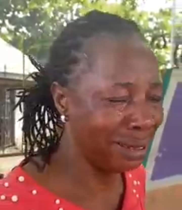Food seller in tears