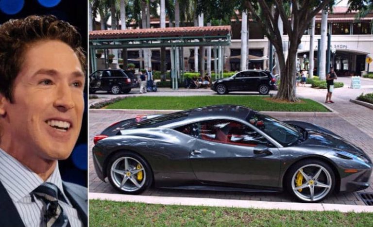 American pastor, Joel Osteen in his expensive Ferarri