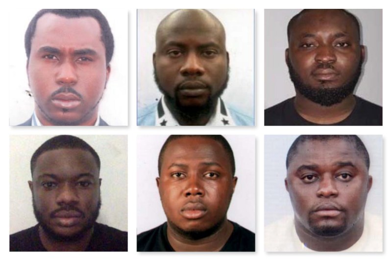All most wanted by FBI: Top L-R Uzuh, Ogunshakin, Okpoh; below L-R Kayode, Orson Benson and Olorunyomi