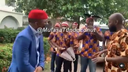 Sowore dancing as Ogene boys play for him