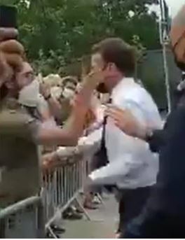 Macron given hot slap