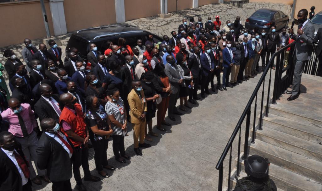 Bawa addressing staff under the sun