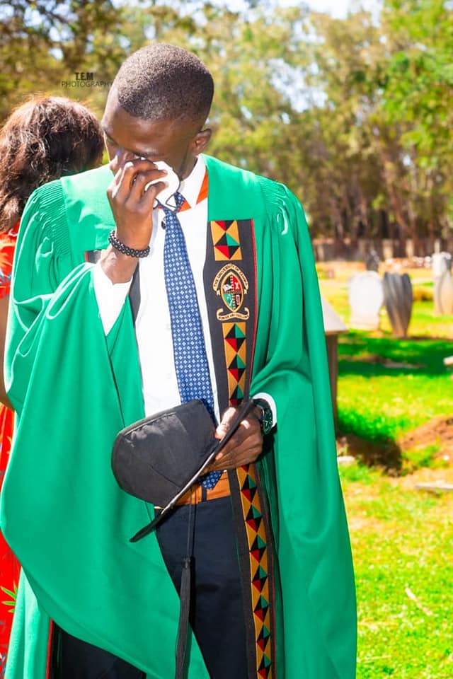 Chama in tears at his late father's grave