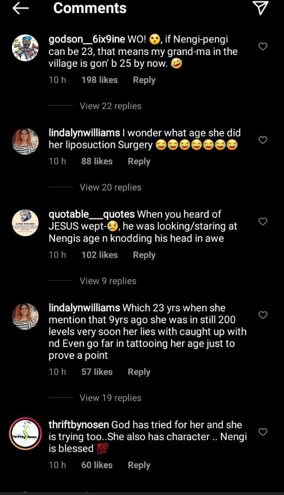 “If Nengi Can Be 23, That Means My Grandma Is 25” – Nigerians Drag Nengi for Lying About Her Age