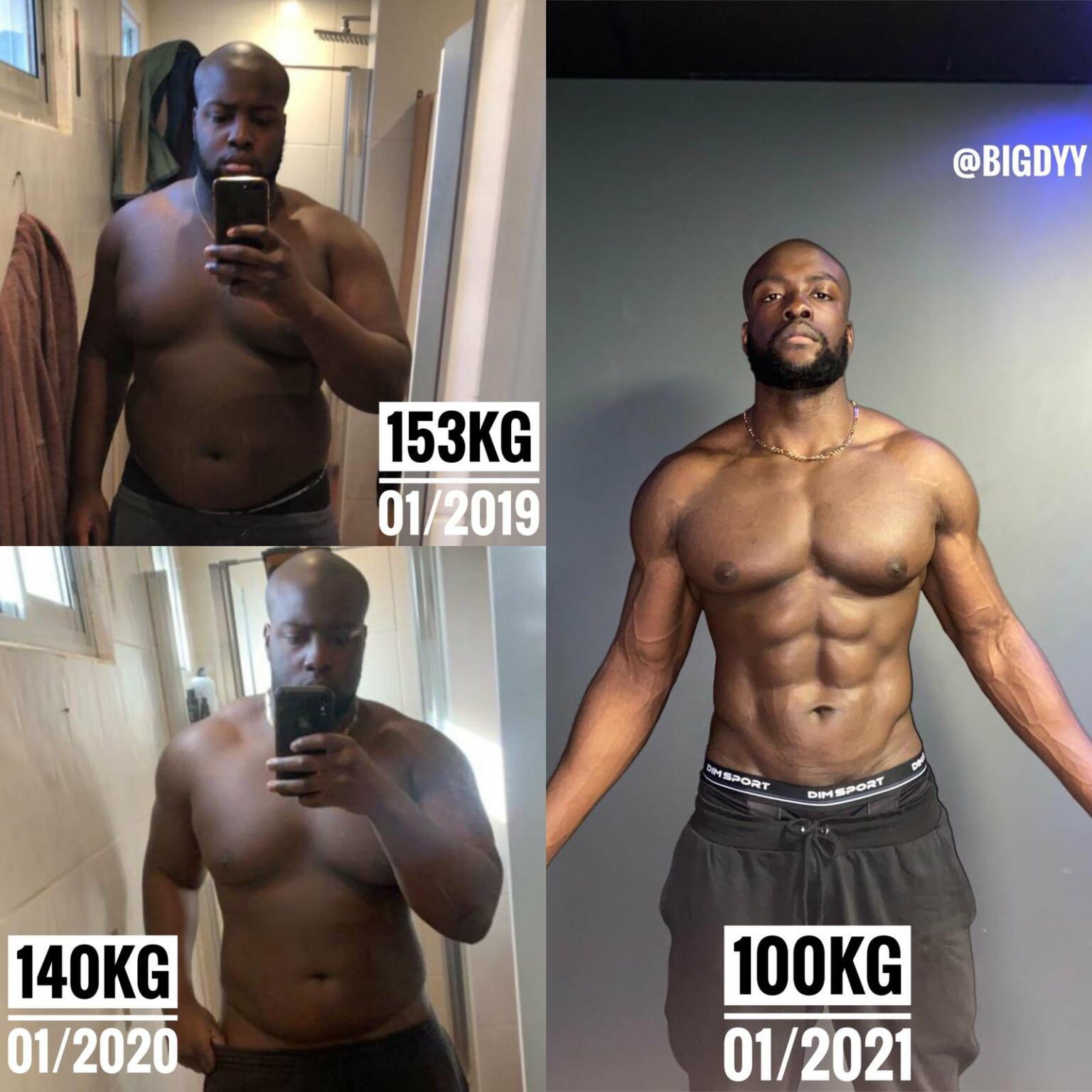 The man showed off his incredible body transformation on Twitter