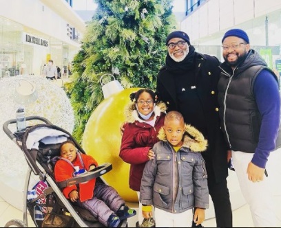 Richard Mofe-Damijo, his son Kome and grandkids