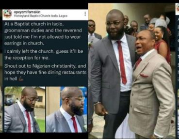 Groomsman Walks Out Of Wedding As Lagos Church Tells Him To Remove His Earring (Photo)