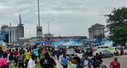 Police disperse protesters with teargas