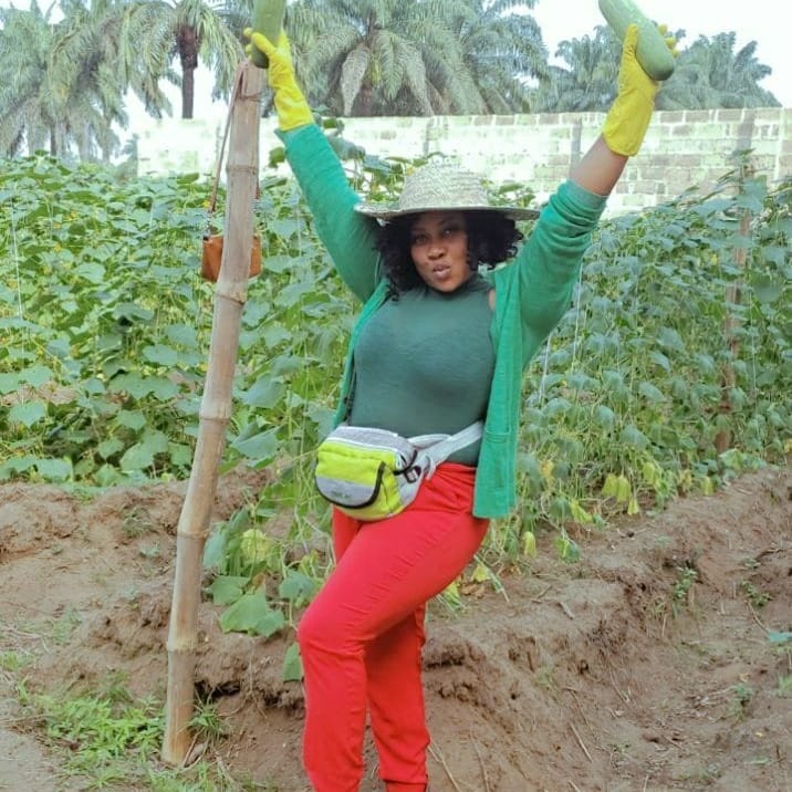 Agbor shows off her large farm land in Uyo