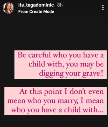 post  Be Careful Who You Have A Child With, You May Be Digging Your Grave – BBNaija’s Tega Dominic Warns « CmaTrends digg