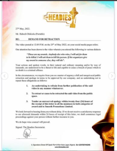 note  Organizers Of Headies Report Singer, Portable To Police Over Threat To Co-nominees As They Threaten To Disqualify Him « CmaTrends pub2