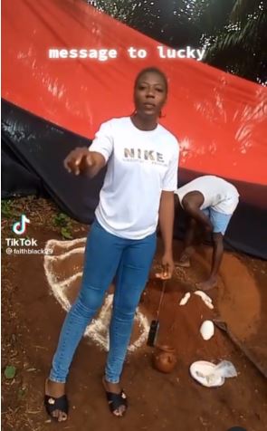 Shock As Young Woman Issues Warning To Her Alleged Ex-Boyfriend From A Shrine (Video)