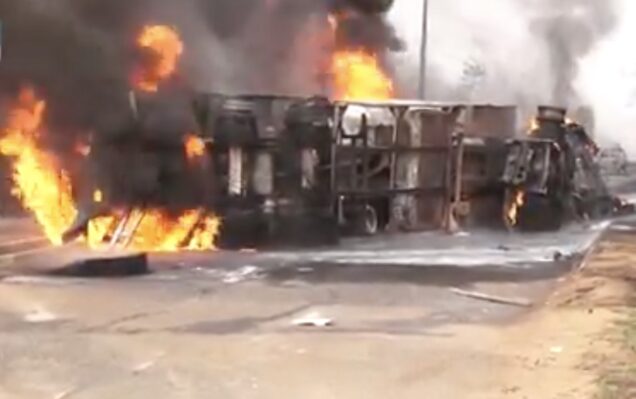 Panic As Fire Guts Petrol-Laden Tanker In Niger