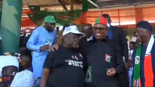 Nigerians Attack Mr. Ibu For Attending Peter Obi’s Campaign Months After Endorsing Tinubu (Video)