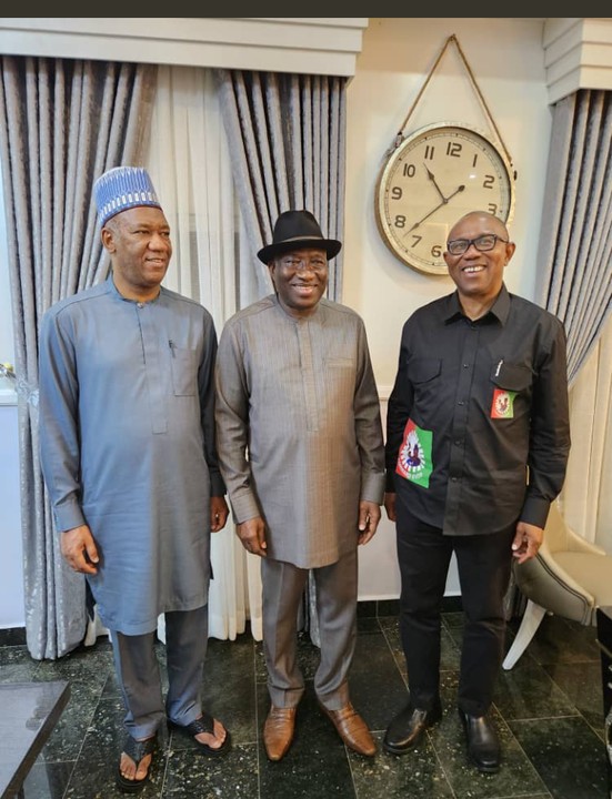 Peter Obi And Ahmed Datti Meet Ex-President Goodluck Jonathan (Photos)