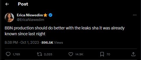 BBNaija All Stars: Do Better, Results Leaked – Erica Tells Organisers