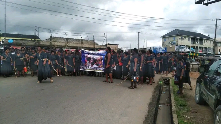 Confusion As Black-Clad Widows Stage Street Protest In Umuahia