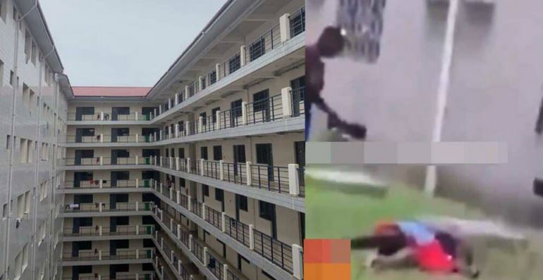 Cleaner Jumps From The 7th Floor After He Was Caught Trying To R*pe A University Student (Video)