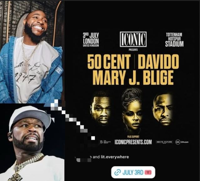 Davido, 50cent, Mary J. Blige