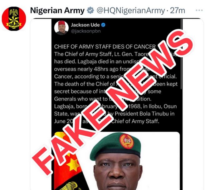 Fake News Nigeria Army Denies Chief Of Army Staff’s Death Rumour
