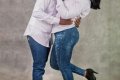 Man Rests His Head On His Fiancee