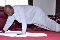 Ugandan President Exercises In His Office To Discourage People Breaking The Lockdown Order To Jog (Video)