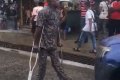 Drama As Physically Challenged Man Blocks Police Van, Demands Release Of Protester (Video)