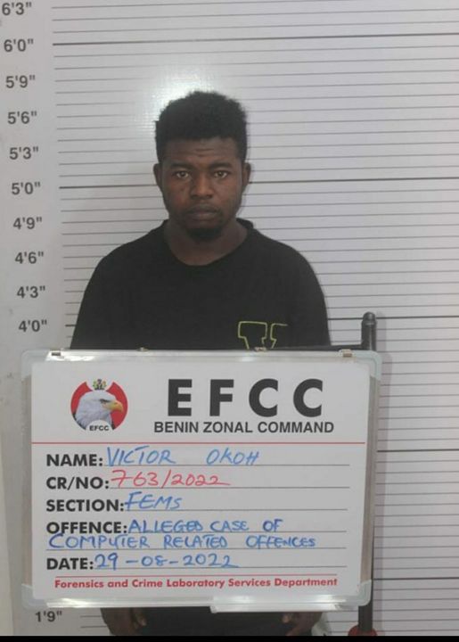 Photo Of 'Yahoo Boy', Victor Okoh Who Was Jailed In Benin