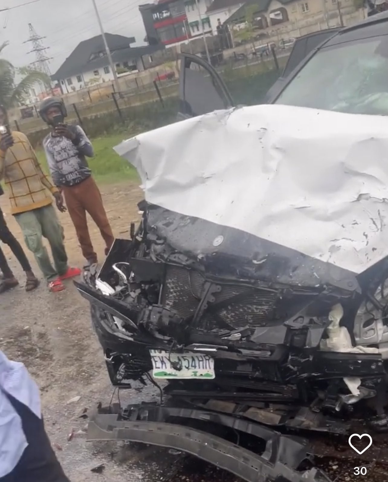 Popular Comedian, Sabinus Narrowly Escapes Death, Crashes His Recently Acquired Benz In Lagos (Video)
