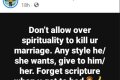 Don’t Allow Over Spirituality To Kill Your Marriage, Give Your Partner Any Style He Or She Wants In Bed - Nigerian Man Tells Couples