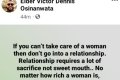 Don't Go Into A Relationship If You Can’t Take Care Of A Woman - Nigerian Man Advises Men