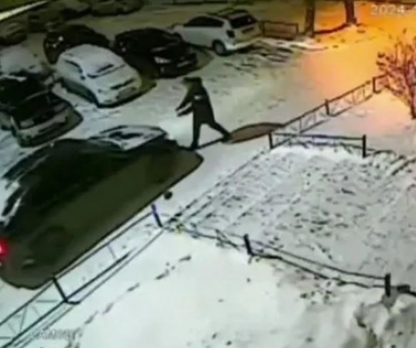 The Shocking Moment Man Falls Over Snow-Covered Fence, Gets Hit By A ...
