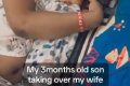 You Want To Steal My Wife From Me - Man Laments As 3 month old Son Cuddles Up With His Mother (Video)