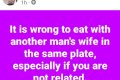 It's Wrong To Eat With A Married Woman In The Same Plate - Nigerian Man Tells Men