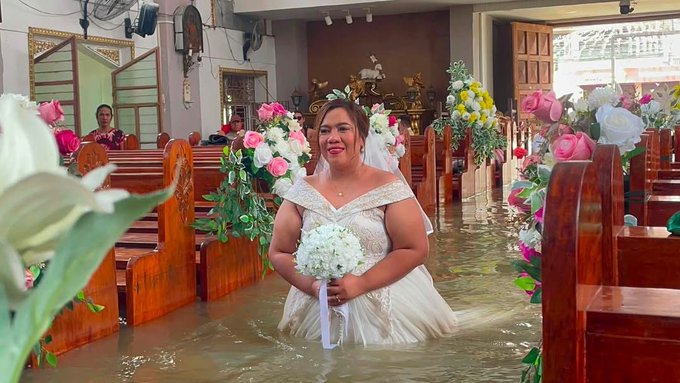 Bride Walks Through Floodwater to Say I Do as Wedding Takes a Dramatic Turn